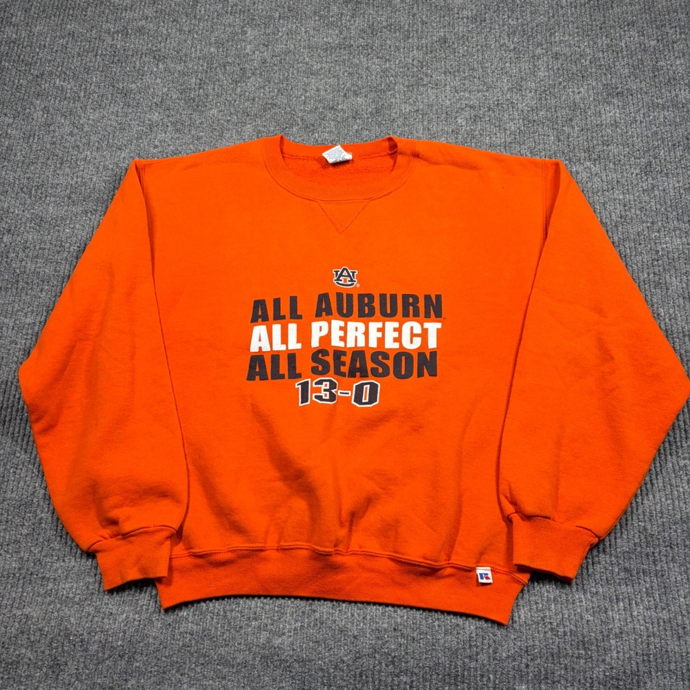 Russell Athletic Sweatshirt Mens M Auburn Tigers 2004 Perfect Season Orange